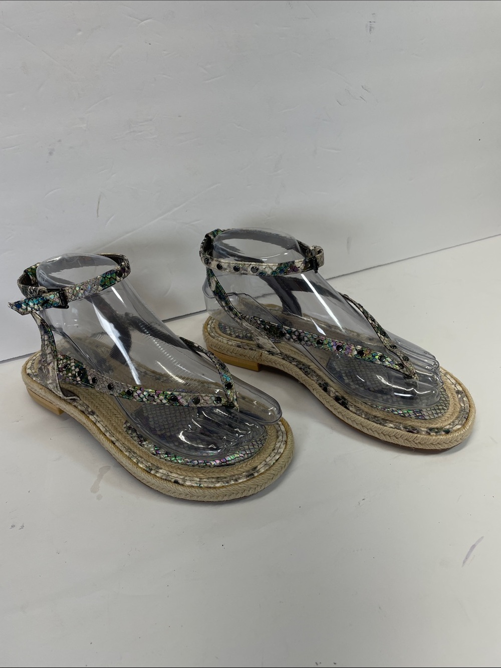 Vince Camuto Clear Iridescent Beaded Thong Sandals